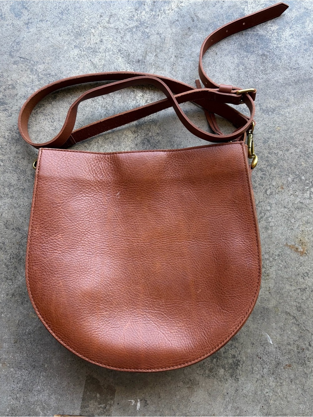 Madewell Transport Saddlebag Bag Nubuck Tan Crossbody
